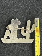 Sterling Silver Pin Made In Taxco, Mexico Sleeping Man & Cactus