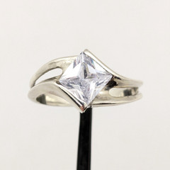 Vintage Elegant RING Silver 925 with Chic Bright Stone -size: 9.25US (19mm)| #25