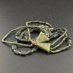 Afghani Jade Stunning Mutlistrand Handmade Necklac Wth Unique & Earthy Aesthetic