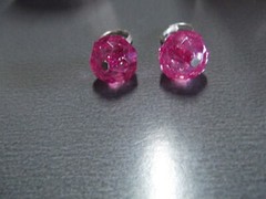 1 Pair Old .75″in Acrylic Pink Hexagon Dangle Earrings