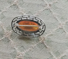 Vintage Art Deco Sterling Silver Brooch with Dragons Breath Fire Opal Cabochon B