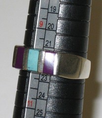 Vintage 925 Silver Turquoise Purple Stones Ring Size 9.75 Purchased in Mexico
