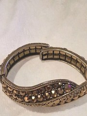 Vintage MONET Gold Collar Necklace WEISS Topaz Bracelet Smoky Rhinestone Brooch