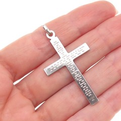 Marathon 925 Sterling Silver Vintage Prayer Cross Oxidized Charm Pendant