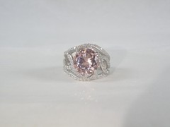 Large Sterling Silver 925 Peach Irradiated Morganite Statement Ring Size 7