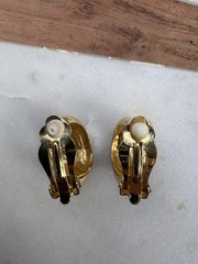 GIVENCHY Paris NY Gold Tone Half Hoop Stud Clip On Earrings 21 mm