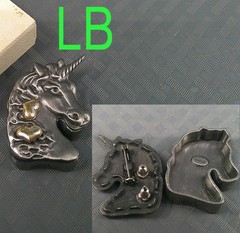 Vintage Torino Pewter Jewelry Set Heart Earrings Unicorn Brooch Pin Trinket Box