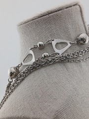 1960s silver tone multi chains ball beads open triangle design accents necklace