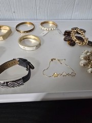 Mixed metal materials lot of 13 bracelets some Signed