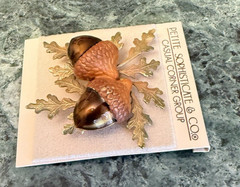 New Vintage Enamel Gold Tone Acorn Pin Brooch Fall Autumn Leaf Casual Corner