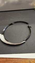 Vintage Silver And Black Enamel Hinged Choker Box Closure 1″ Earrings