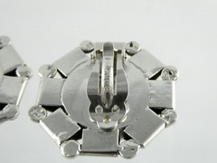 Vintage Pat Areias Sterling Silver Octagon Clip on Earrings 33.3g 1.25 Inches