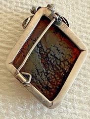 Vintage 925 Sterling Silver Art Nouveau Style Baltic Amber Brooch, 2″ X 1.5 “