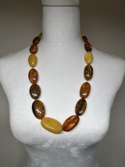 Vintage Baltic Amber Necklace 26” 127g Huge 45mm Beads Butterscotch Cognac