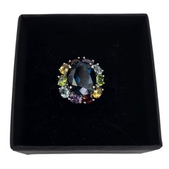 London Blue Topaz Multicolor Gemstone Gemstone 925 Sterling Silver Ring Sz 8.75