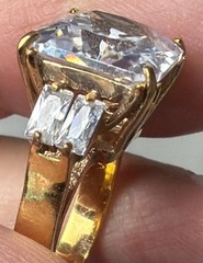 Vintage 5-Stone Engagement Cushion-Cut Moissanite & Baguette-Cut Stones Ring – 6