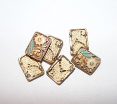 Flat Floral Beads From Vintage Bracelet