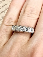 Vintage Art Deco 1.03 CTW Carré Cut Diamond Ring Platinum PT900
