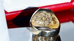 14k yellow gold size 11 ring 0.90ct natural diamond vintage handmade 11.75gr