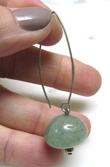 Sterling Silver Aventurine Drop Earrings ~ 9.6grams ~ 2-K177