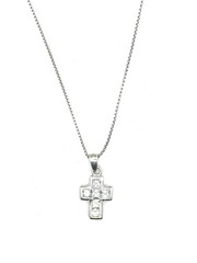 Silpada Retired VINTAGE N0769 Sterling Silver CZ Cross Pendant Necklace