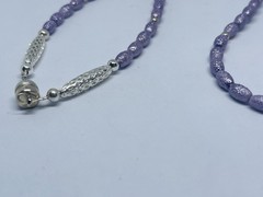 Fab 1950s Lavender Freshwater Pearls Necklace Orate Magnetic Clasp Japan VTG