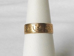 Antique Victorian 14k Rose Gold Hand Engraved Wide Wedding Band Ring Size 6.25