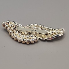 Vintage Rhinestone Brooch Double Leaf Orange Gold Tone 2 5/8″