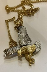 Vintage Gold Tone silver tone Mens Eagle Necklace Pendant with Chain (no clasp)