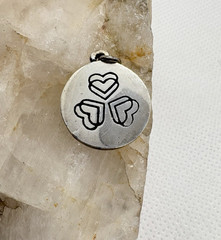 Vintage Sterling Silver Triple Heart Symbol Pendant Modern Artisan Design 6g