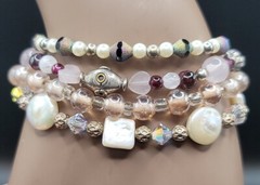 Lot Of 4 Vintage Glass Beaded Multicolored 7.5″ Bracelets Toggle Clasp