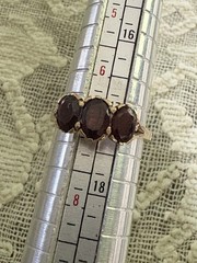 Vintage Art Deco Almandine Garnet Ring From London 9 CT Yellow Gold Size 7