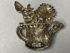 KC Kenneth Cole Flower Bouquet Brooch Watering Can Rhinestone Enamel