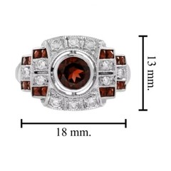 Art Deco Style Lab-Created Diamond Garnet Ring For Her 14k White Gold Finish
