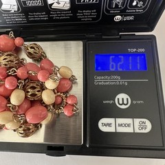 VTG 70’s Monet Pink Peach Beaded Strand Necklace Gold Tone 19/38” StatementRARE