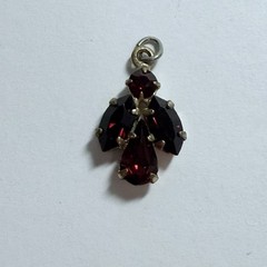 ⁠Vintage Estate Pendant Lot of 5:Red Rhinestone Crystal Snowflake Stone Cabochon