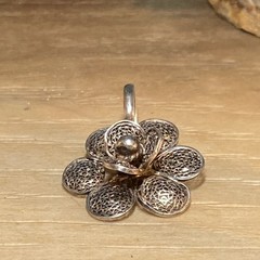 VTG Sterling Silver 3D Lace Filigree Rose Flower Pendant 1.25” AN823-30 N