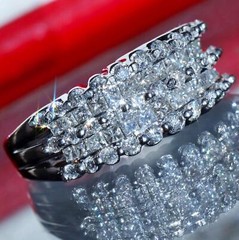 14k white gold ring 1.00ct natural diamond sz 5 wedding band vintage 7.10g N3676