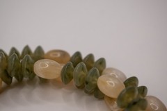Vintage Multi Strand Marbled Earth Tone Green Resin Beaded Statement Necklace
