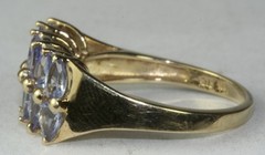 VINTAGE 1980’S 14K GOLD 3 CARAT TANZANITE DIAMOND WIDE BAND RING