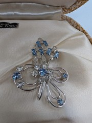 Vintage Jewels By D’or Sterling Rodium Brooch & Earrings In Original Box NEW
