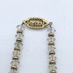 Vintage Graduated Clear Faceted Crystal Glass Beaded Bead 16″ Necklace