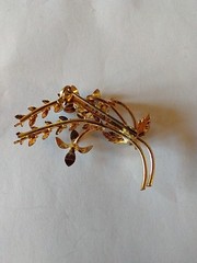 Vintage Rhinestone Enamel Floral 2″ Brooch Pin Stamped Made Austria