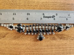 Vtg Joseph Warner Costume Jewelry – Silver, Black and Clear Rhinestone Necklace