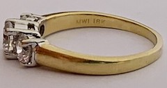 18k Yellow & White Gold Diamond Ring, Natural Earth Diamonds, Vintage, Estate