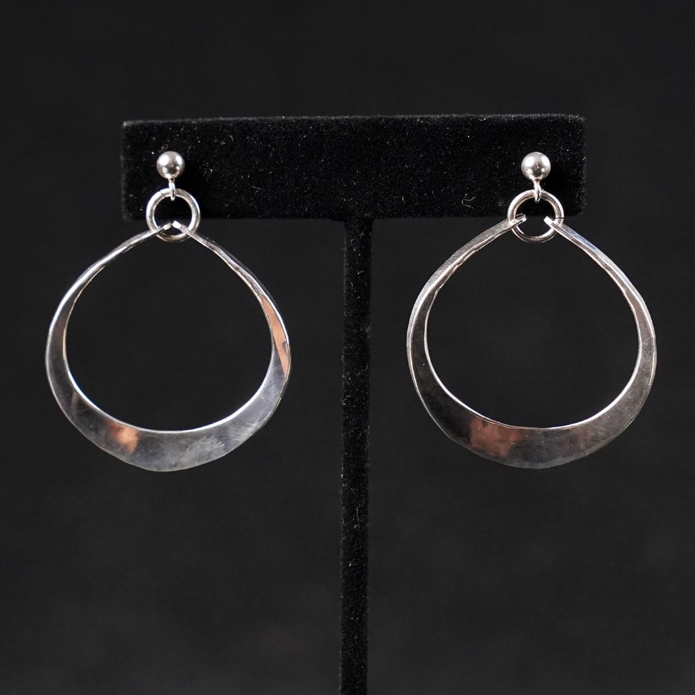 Anna Greta Eker Scandinavian Sterling Silver Modernist Drop Earrings Norway 925S