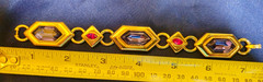 Vintage Yves Saint Laurent YSL Resin Stones Gold Tone Metal Bracelet
