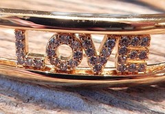 Retro Vintage ANNE KLEIN Pave Crystals Slide LOVE Cuff Bracelet NWOT S11