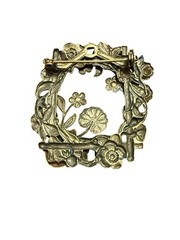 Vintage Gold Tone Ladybug Garden Brooch Rhinestone Floral Bug Pin Nature Gift