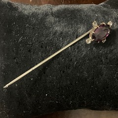 Antique Deep Purple Glass Stick / Tie Pin Victorian Edwardian